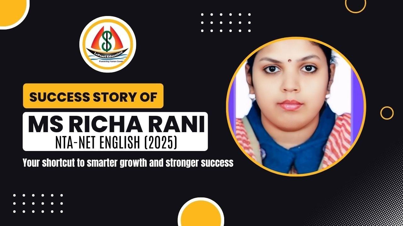 MS RICHA RANI NTA-NET ENGLISH (2025)
(Hindi Version) success story