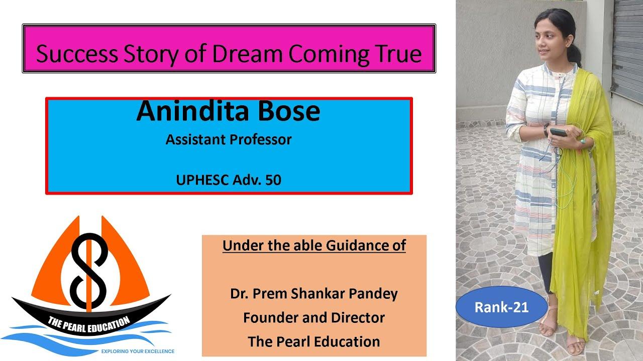 Ms. Anindita Bose, Assistant Professor, UPHESC-Adv 50-2022 success story
